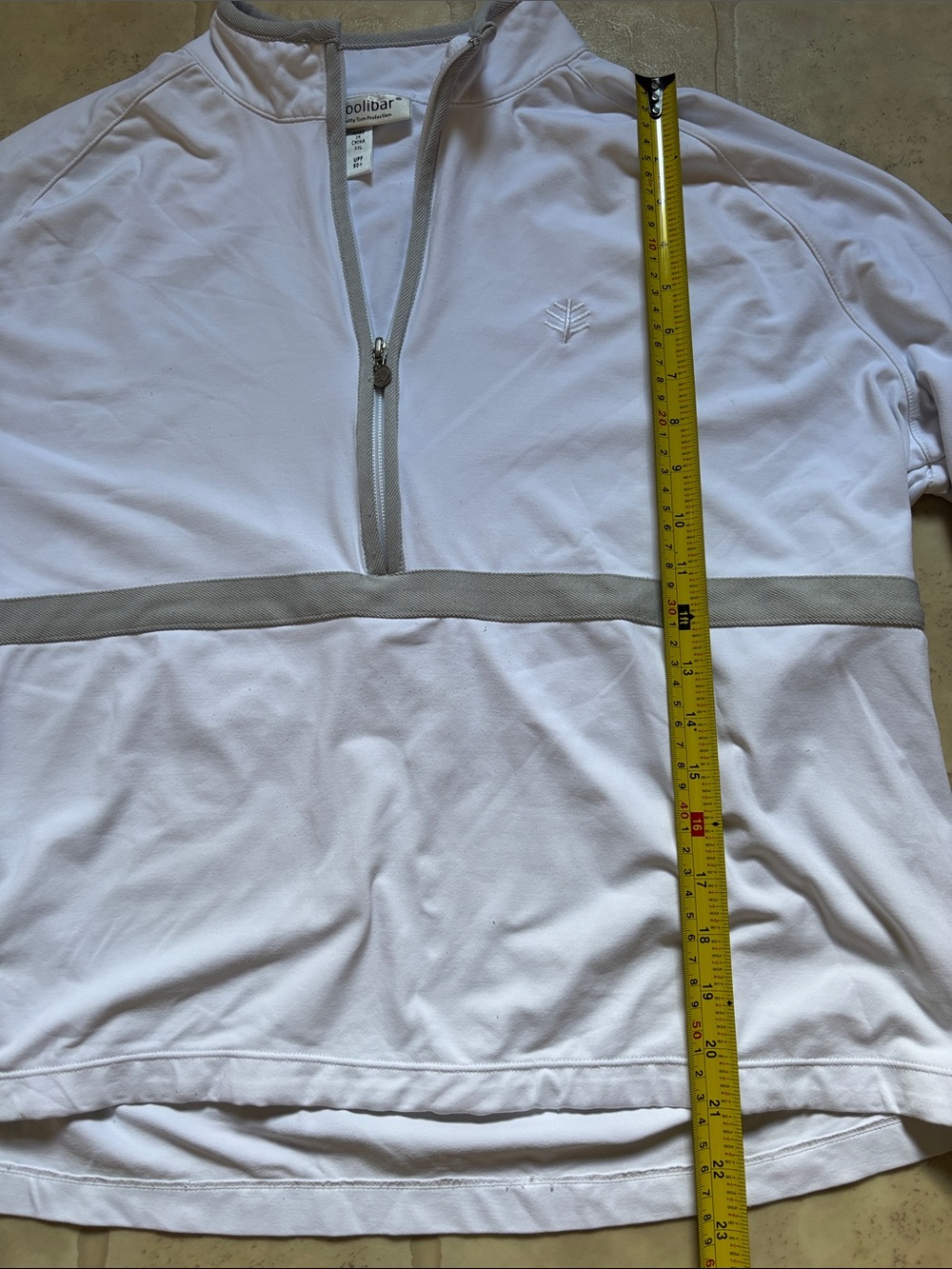 Coolibar UPF 50+ Womens White/Gray Track Suit Jacket 1/4 Zip w/ Pockets XXL tag - Picture 6 of 10